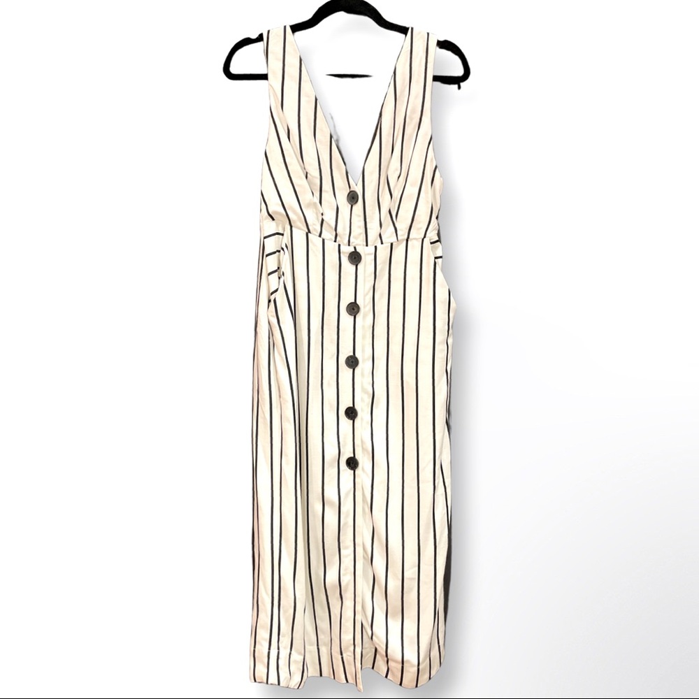 XS/2 Topshop midi dress, black & white stripe, button front